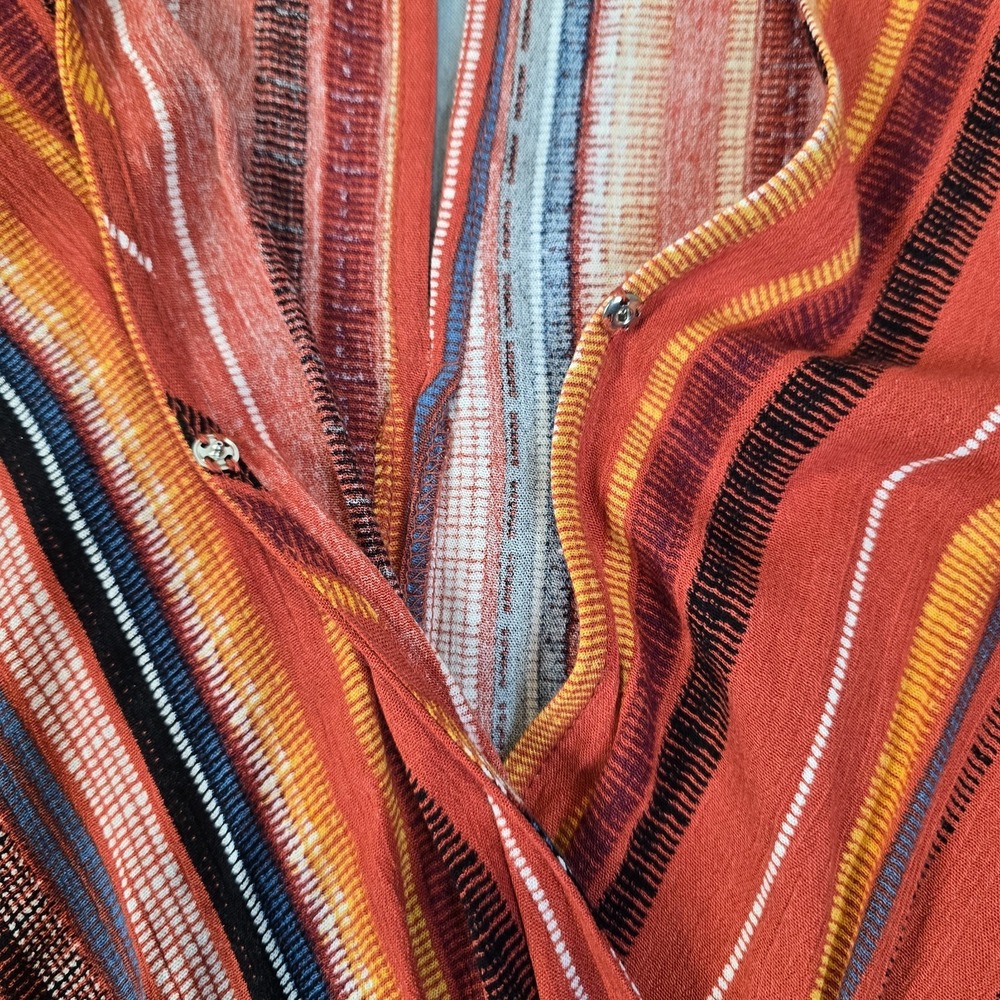 Burnt Orange Medium Romper Striped Boho Sleeveless Elastic Waist Lightweight - Picture 3 of 7